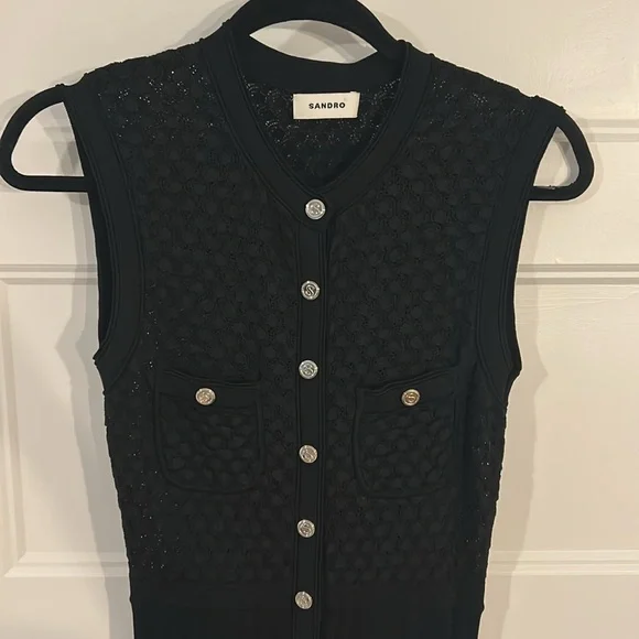 SANDRO Tuileries Sleeveless Pointelle Dress EUC NWOT - Picture 5 of 10